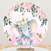 Lofaris Flower Elephant Round Baby Shower Backdrop For Girl